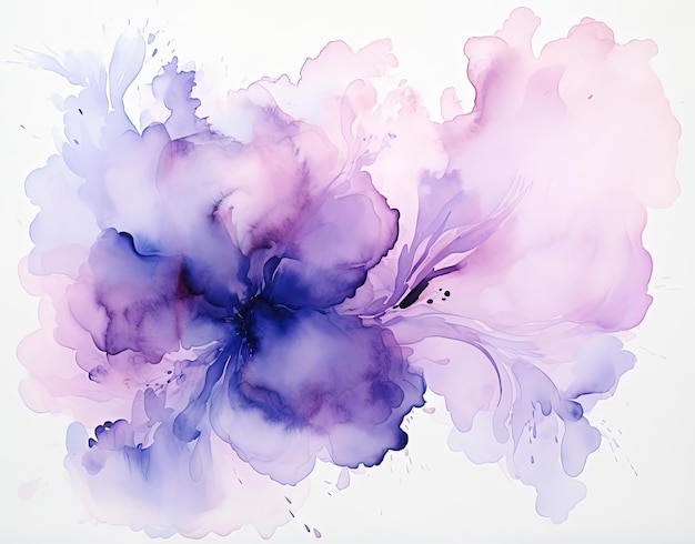 Foto waterverf vlek violet en wit abstracte kunst