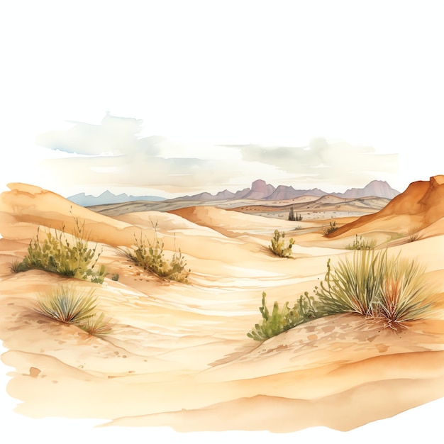 waterverf woestijn duinen westelijke wilde westen cowboy woestijn illustratie clipart