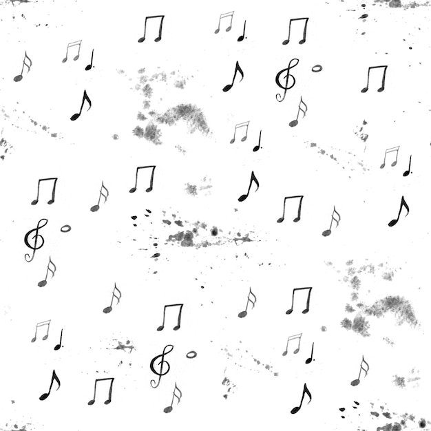 waterverf zwart-wit artistieke muziek achtergrond naadloos patroon