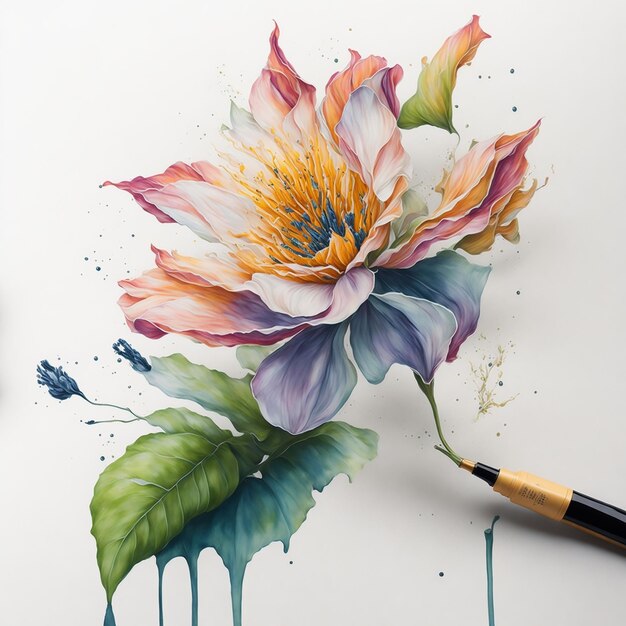 Waterverfbloemen vrije illustratie