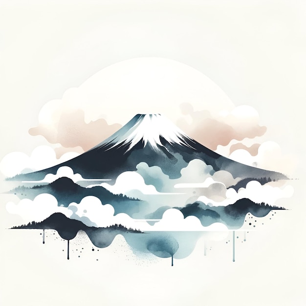 Waterverfillustratie van de berg Fuji voor de viering van de Showa-dag