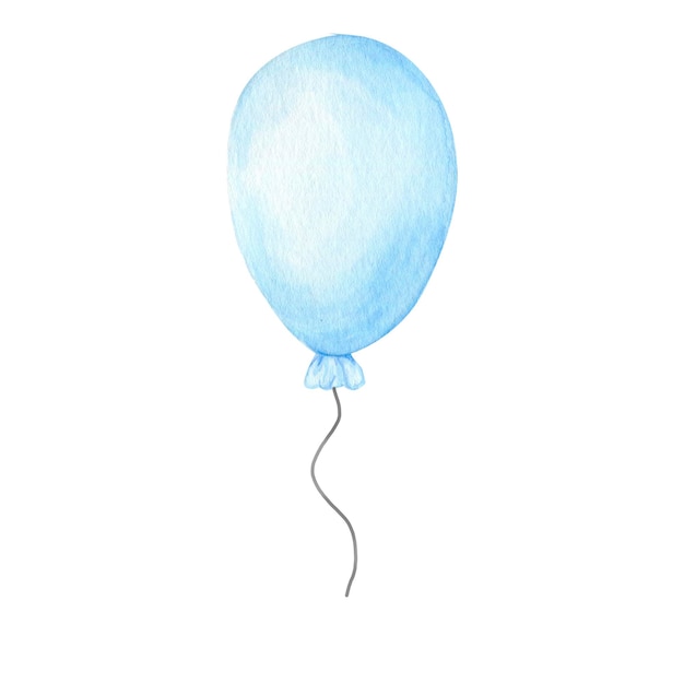 Waterverfillustratie van een blauwe ballon