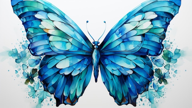 Waterverfillustratie van een Blauwe Vlinder