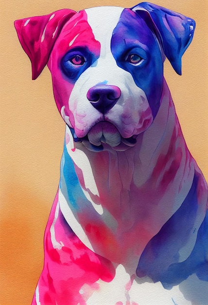 Waterverfportret van schattige dogo argentino-hond