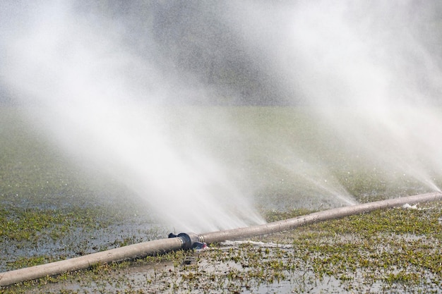 Waterverspilling Water lekt uit een gat in een slang