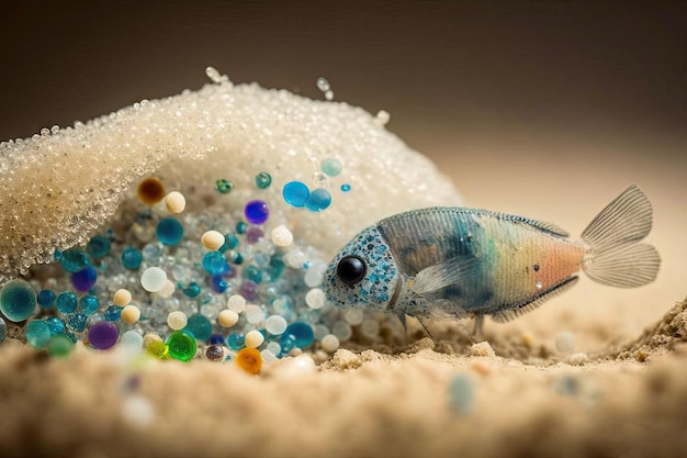 Watervervuiling microplastics en macrofotografie