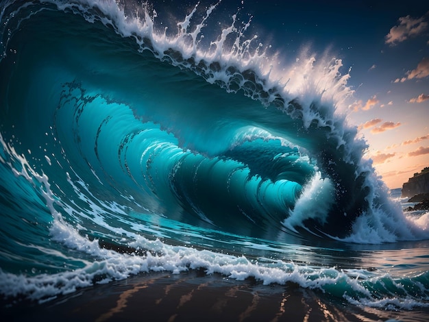 wave breaking on the beach