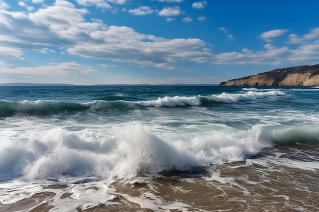 wave breaking on the rocks Generative AI