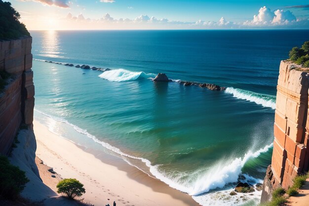 A wave breaks on the beach at byron bay