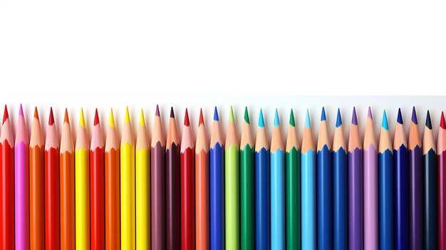 Wave Of Colorful Of Wooden Pencils Isolated