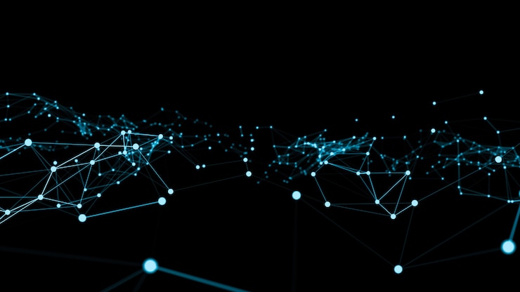 Photo wave of connection network dots of innovative creation