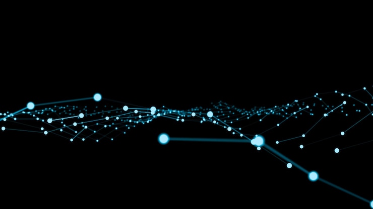 Photo wave of connection network dots of innovative creation