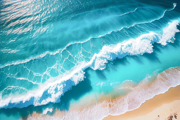 Гребень волны на пляже крупным планом 3d иллюстрация Generative AI