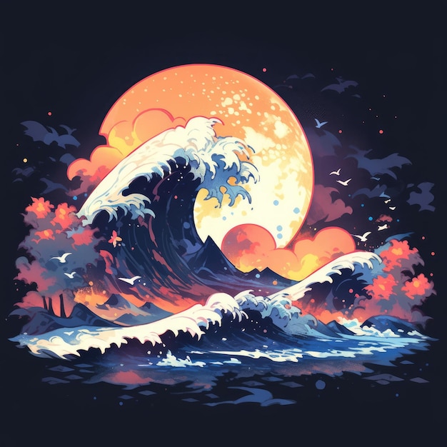 Wave design graphic for tshirt