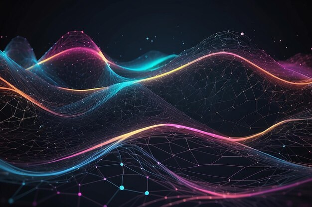 Wave of dots and weave lines Abstract background Network connection structure