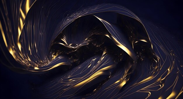 Фото Волновой поток фон футуристический стиль с золотым цветом и фольгой материала