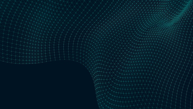 Волна переплетения точек и линий Абстрактный фон Технологический стиль для визуализации science3d