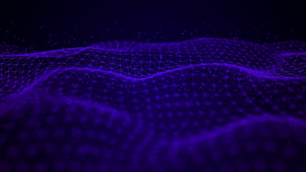인터레이스 포인트와 라인의 물결 science3d 렌더링을 위한 추상적 인 배경 기술 스타일
