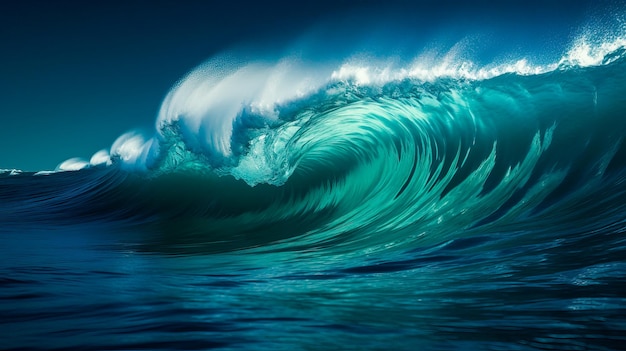 A wave is about to crash into the ocean.