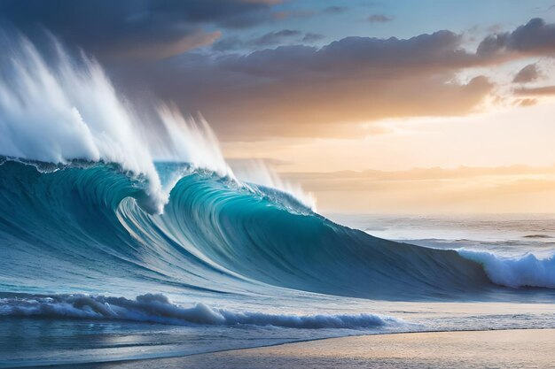 A wave is about to crash into the ocean.