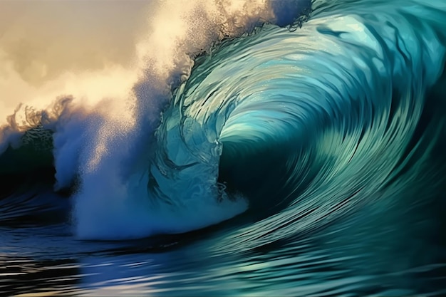 A wave is about to crash into the water.