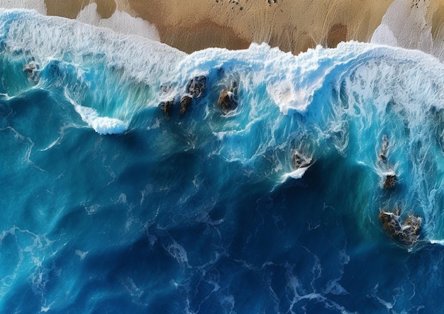 a wave is coming up over a rocky beach.