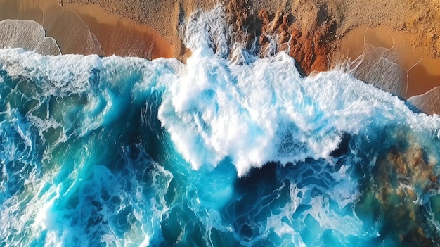 A wave is crashing on a beach