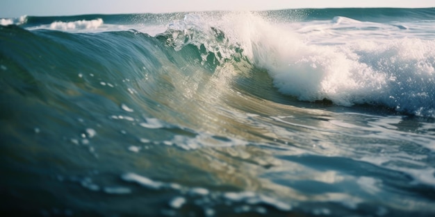 A wave is crashing in front of a surfer.