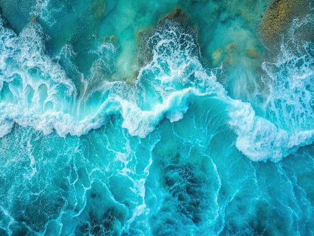 Foto un'onda si muove attraverso l'oceano con la schiuma dell'oceano