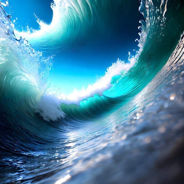 A wave is visible through the wave's crest.