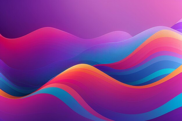 Wave many lines abstract wavy stripes on purple blue background creative line art colorful gradient