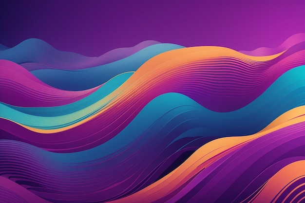 Wave many lines abstract wavy stripes on purple blue background creative line art colorful gradient