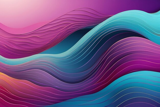 Wave many lines abstract wavy stripes on purple blue background creative line art colorful gradient