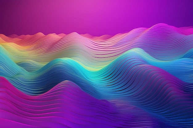 Wave many lines abstract wavy stripes on purple blue background creative line art colorful gradient