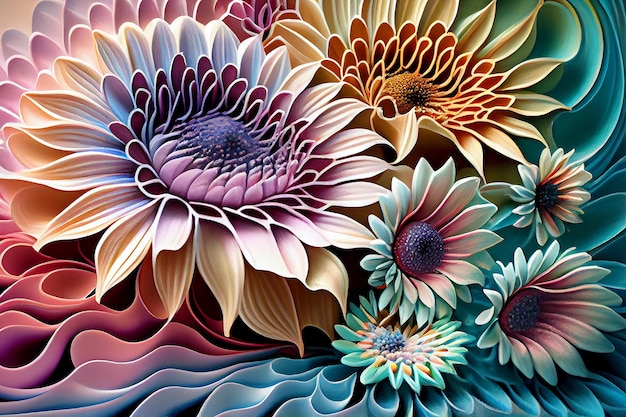 Волна неонных пастельных цветов в абстрактной волне
