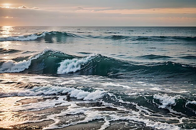 Photo a wave in the ocean is rolling in