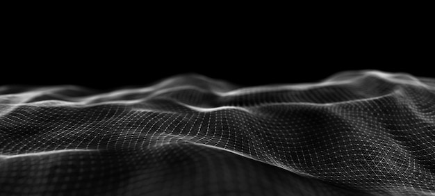 Фото Волна переплетения точек и линий абстрактный фон технологический стиль большие данные 3d рендеринг