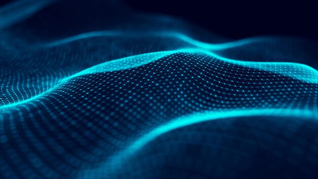 Photo wave of particles abstract background with a dynamic wave big data 3d rendering