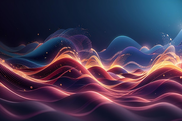 Wave of particles Abstract background with a dynamic wave Big data Vector illustration