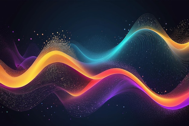 Wave of particles Abstract background with a dynamic wave Big data Vector illustration