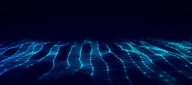 wave of particles big data visualization abstract background with a dynamic wave 3d rendering
