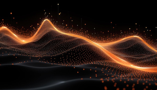 Wave of particles and lines Big data visualization