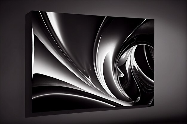 Wave pattern black and white smooth abstract art Picture on the wall in a picture gallery