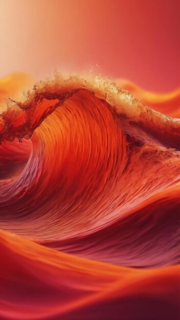 Wave red orange gradient background with flowing particle effect vivid blurred colorful wallpaper