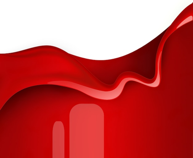 Wave of red paint on white background