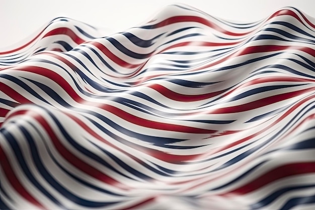 A wave of red, white and blue stripes is shown.