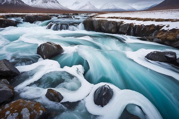 Photo the wave river sligachan ice abstraction 2 stock illustration