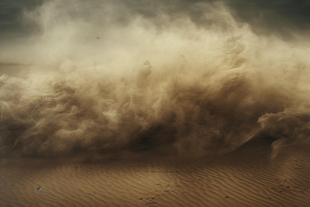 Photo a wave of sand is rising up in the desert.