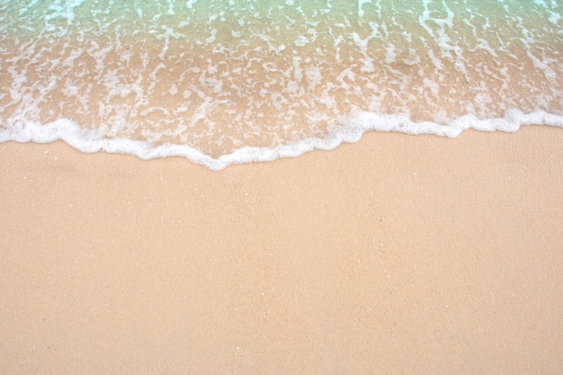 a wave of sea on an empty sandy beach