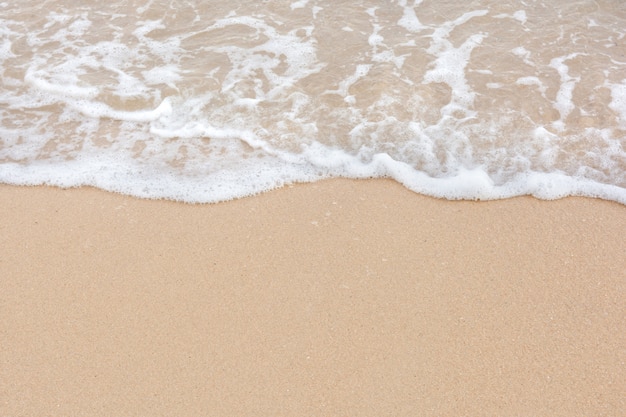 a wave of sea on an empty sandy beach